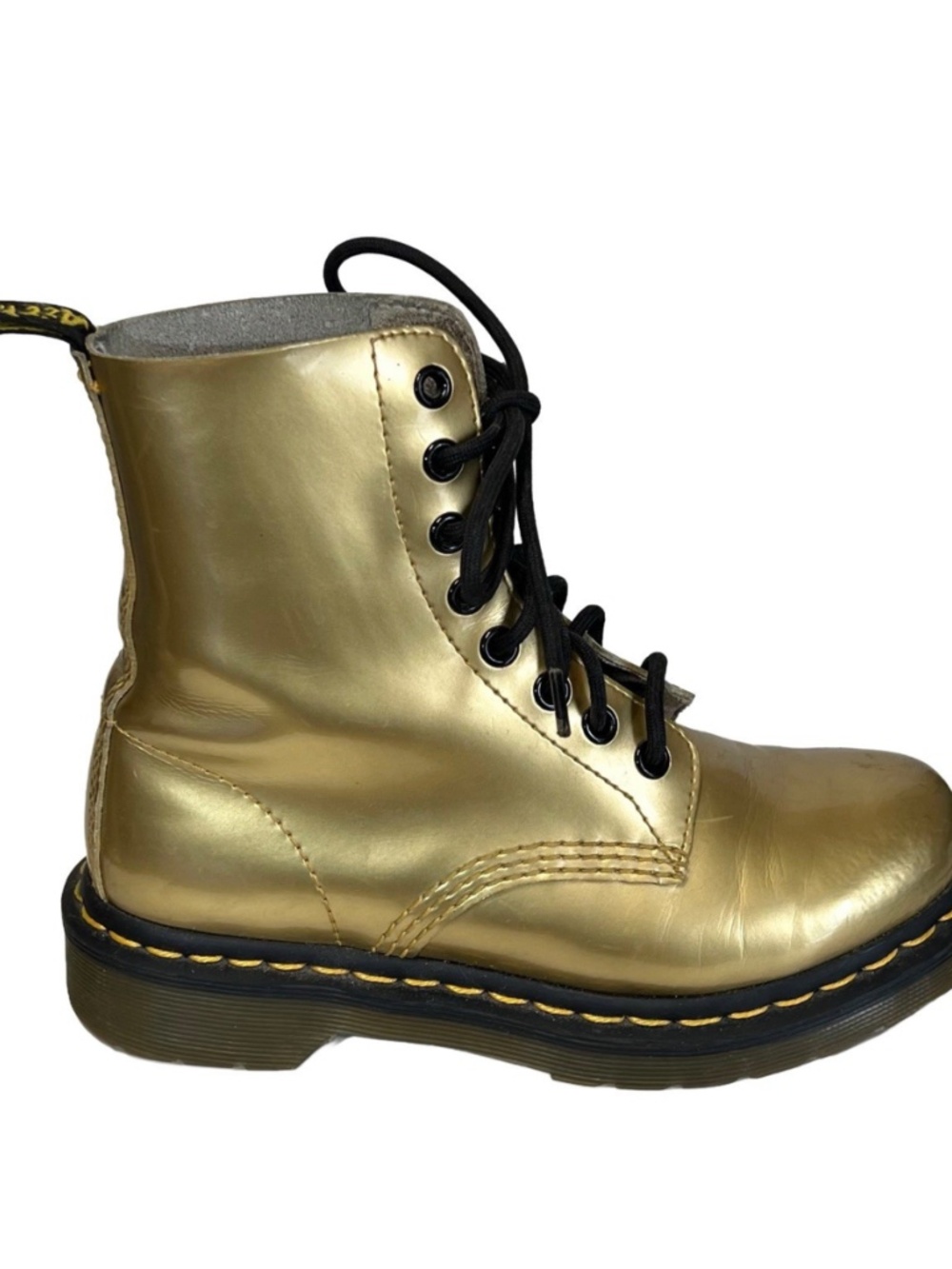 Dr. Martens 1460 Pascal Vegan Gold Metallic Chrome Combat Boots Size 5 - Picture 3 of 8